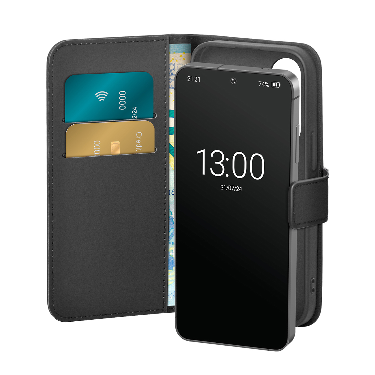 Puro Booklet Ümbris with Flip and Wallet jaoks Samsung Galaxy S25+ - must