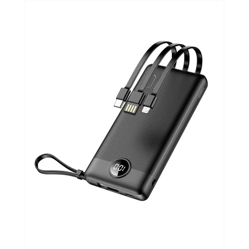 Power Bank Veger "W1116" must 10000mAh (PD / QC3.0) + integreeritud 3in1 kaabel