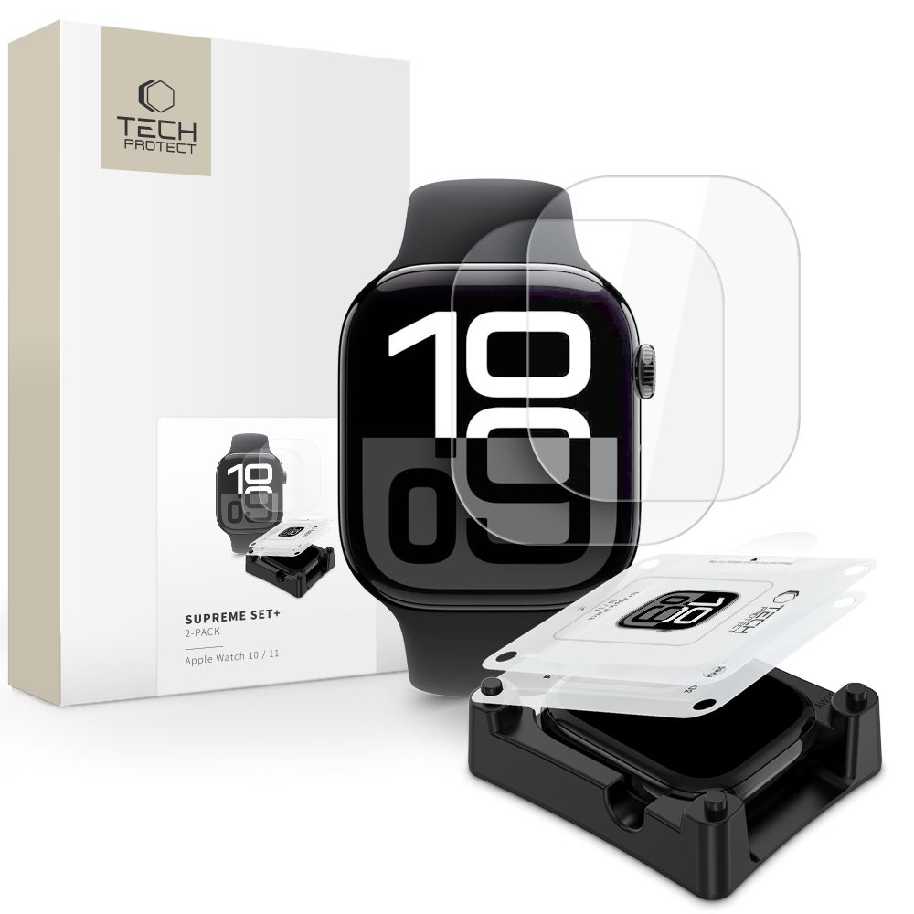 Tech-Protect Supreme Hydrogel Kile Set 2-pack jaoks Apple Watch 10 42 mm - läbipaistev