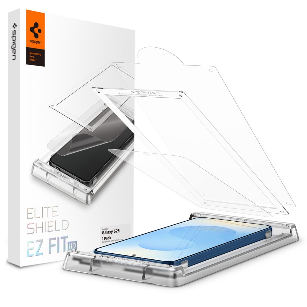 Spigen ELITE SHIELD EZ FIT Hübriidklaas jaoks Samsung Galaxy S25 - läbipaistev