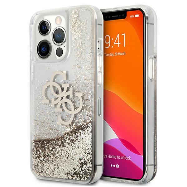 Guess 4G Big Liquid Glitter ümbris jaoks iPhone 13 Pro Max 6.7" - kuldne