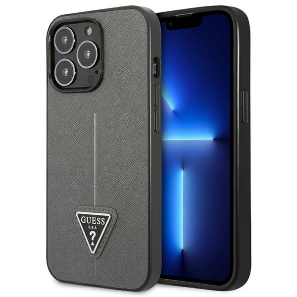 Guess Saffiano Triangle Logo ümbris jaoks iPhone 13 Pro Max 6.7" - hõbedane