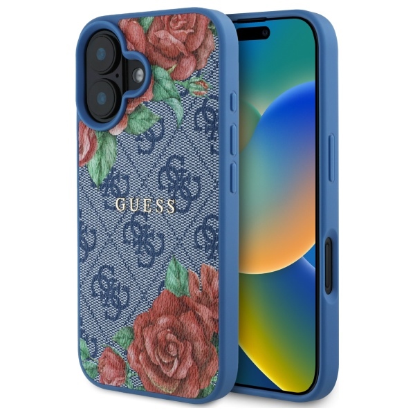 Guess GUHMP16SP4ROPEMCB iPhone 16 6.1" sinine/sinine hardcase 4G Flowers Print MagSafe
