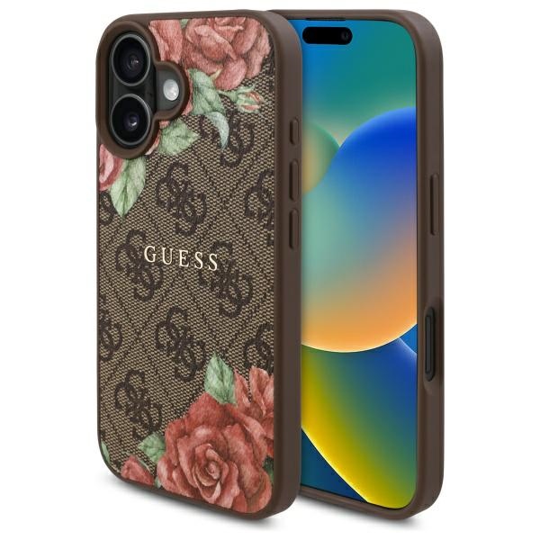 Guess GUHMP16SP4ROPEMCW iPhone 16 6.1" brown/brown hardcase 4G Flowers Print MagSafe