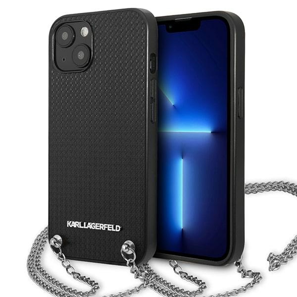 Karl Lagerfeld Leather Textured and Chain Ümbris jaoks iPhone 13 / 14 / 15 6.1" - must