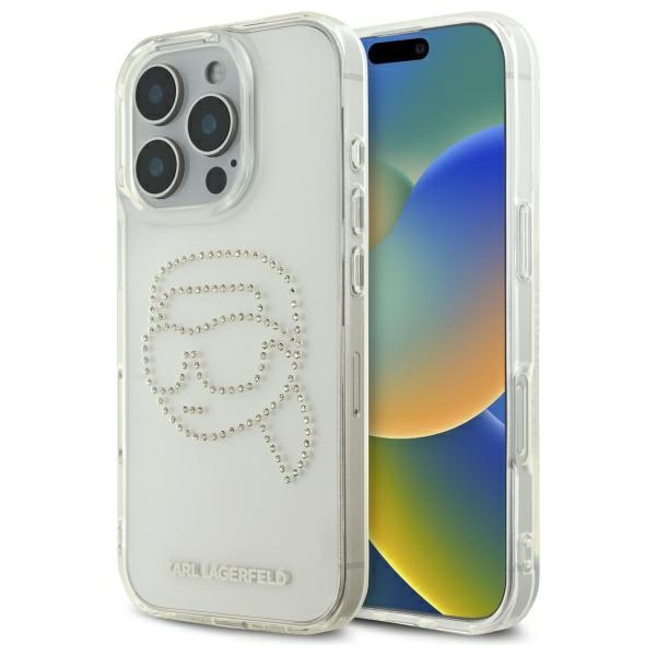 Karl Lagerfeld KLHCP16XHKHDCELT iPhone 16 Pro Max 6.9" läbipaistev hardcase IML Rhinestones Karl Head