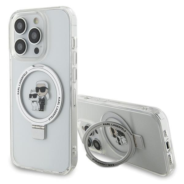 Karl Lagerfeld KLHMP15LHMRSKCH iPhone 15 Pro 6.1" valge/valge hardcase Ring Stand Karl&Choupette MagSafe