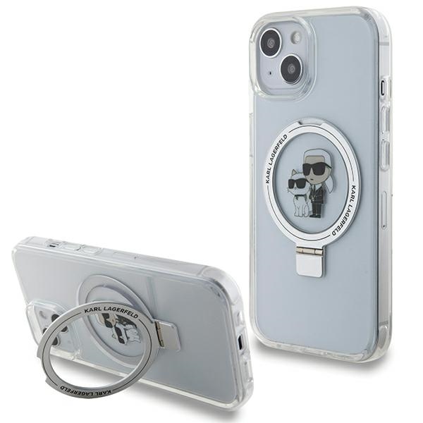 Karl Lagerfeld KLHMP15SHMRSKCH iPhone 15 / 14 / 13 6.1" valge/valge hardcase Ring Stand Karl&Choupette MagSafe