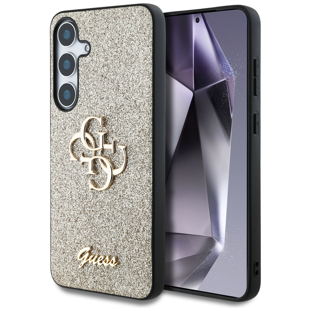 Guess Fixed Glitter Big 4G Metal Logo ümbris jaoks Samsung Galaxy S25 kuldne
