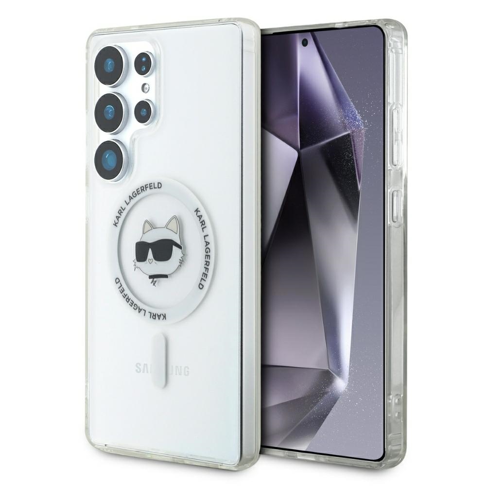 Ümbris Karl Lagerfeld Button Choupette Head Printed Logo MagSafe Samsung Galaxy S25 Ultra valge