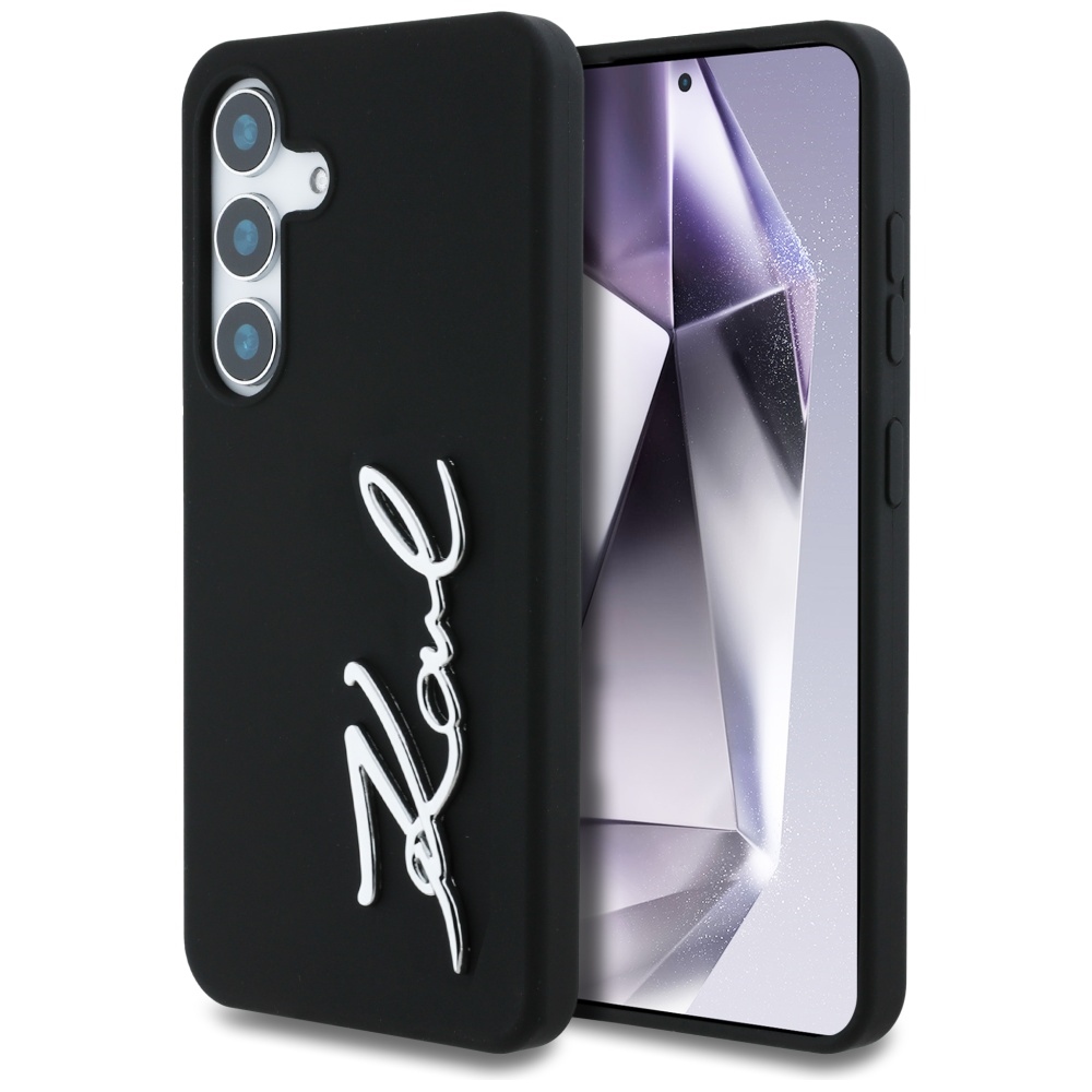 Ümbris Karl Lagerfeld Silicone Metal Signature Logo Samsung Galaxy S25 must