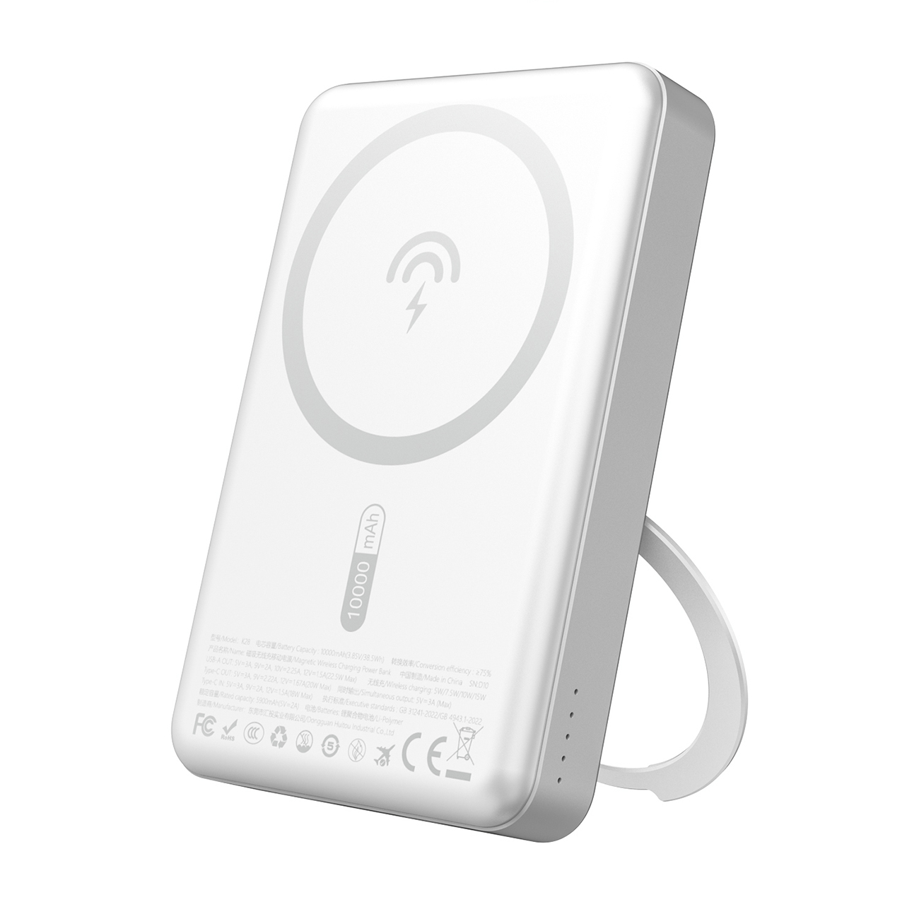 Dudao K28 10000mAh PD 22.5W MagSafe Powerbank metallist korpuse ja rõngaga - hõbedane