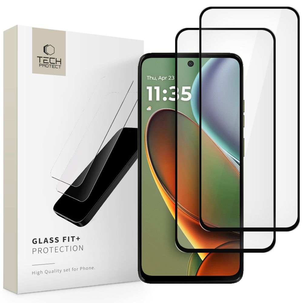Tech-Protect Glass Fit+ 2-Pack Karastatud klaas jaoks Motorola Moto G15 / G15 Power / G05 / E15 - must