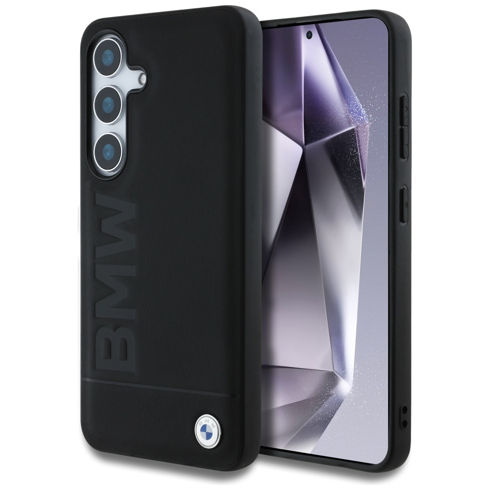 BMW Leather Big Wordmark Ümbris jaoks Samsung Galaxy S25 - must
