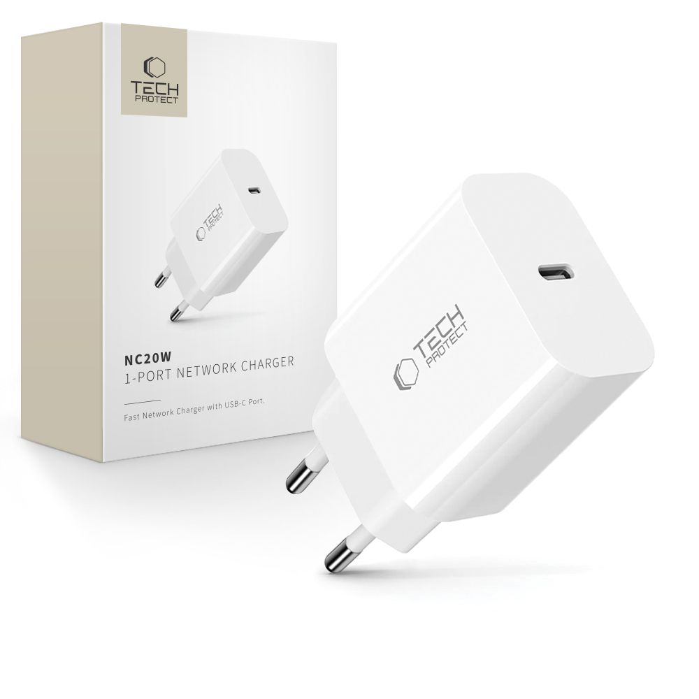 Tech-Protect NC20W wall laadija USB-C port - valge