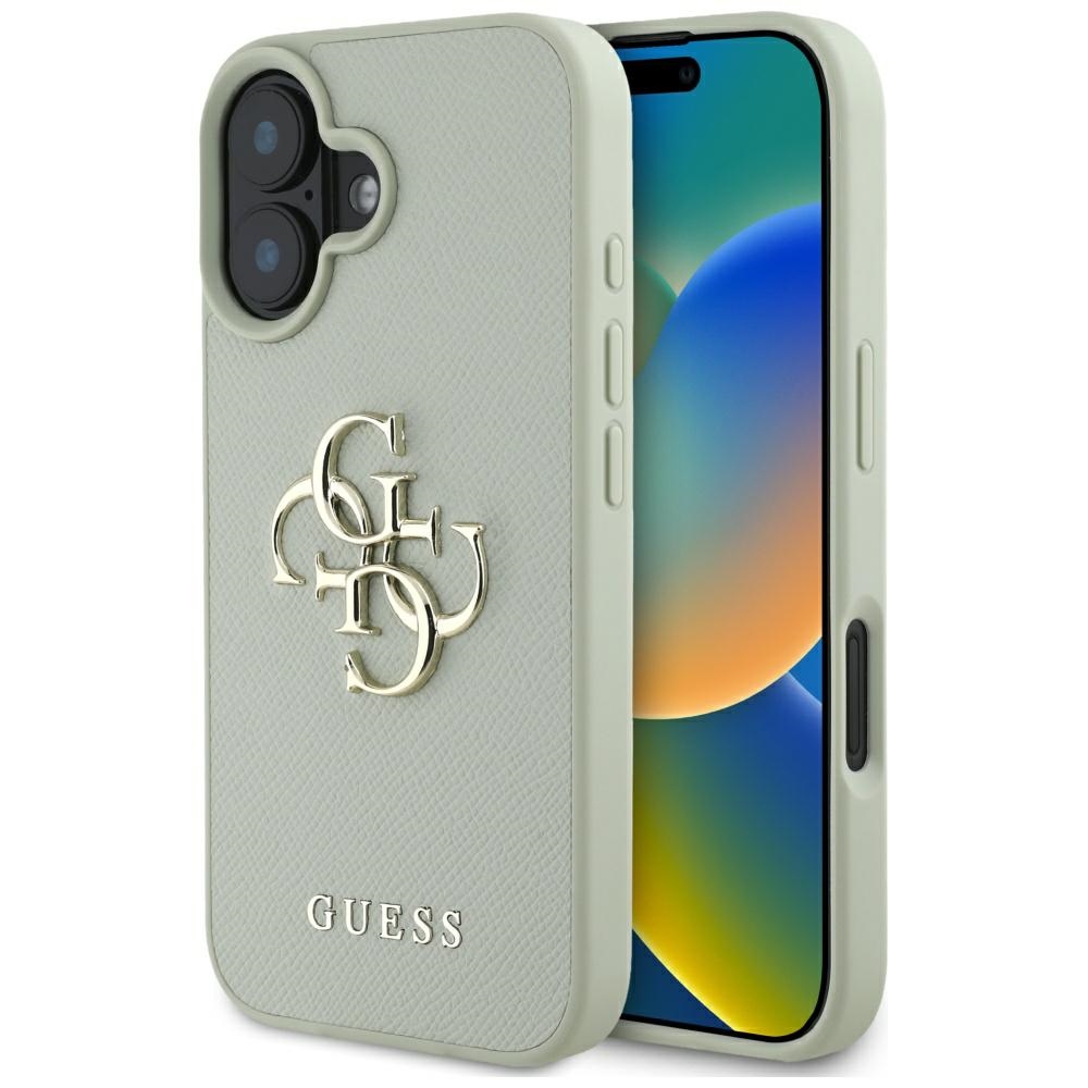 Guess Grained Big 4G Logo Small Classic Logo ümbris jaoks iPhone 16 - roheline