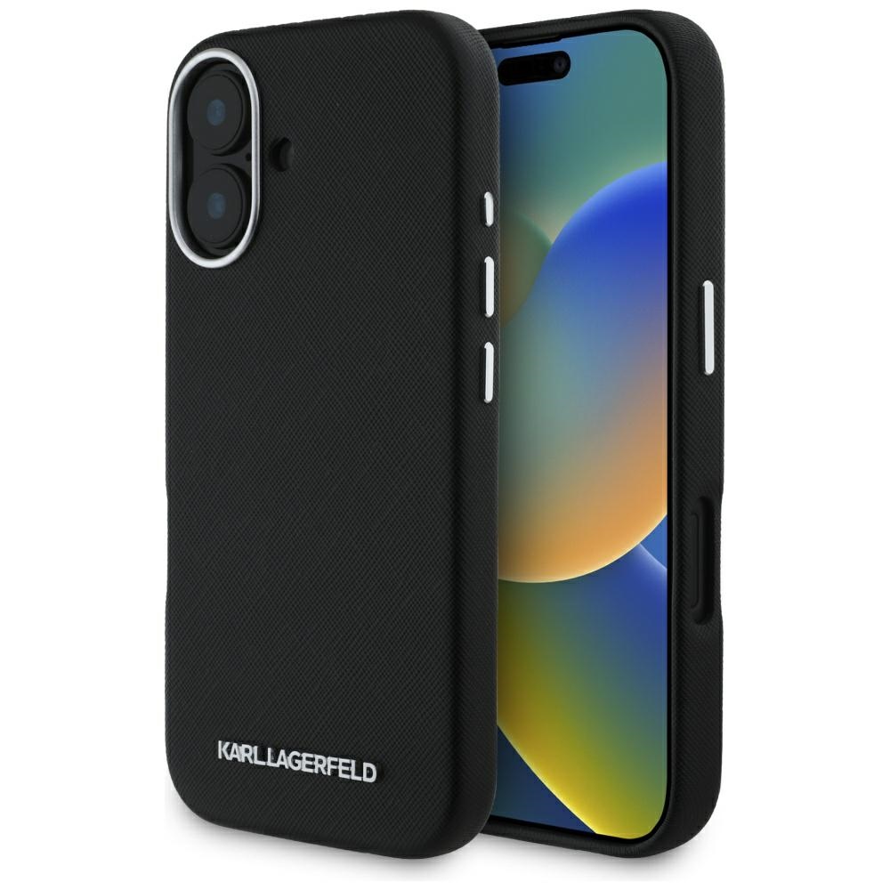 Karl Lagerfeld Saffiano Full Wrapped Elongated Metal Logo MagSafe Ümbris jaoks iPhone 16 - must