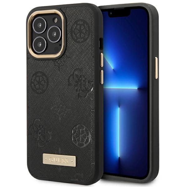 Guess Peony Logo Plate MagSafe Ümbris jaoks iPhone 14 Pro Max 6.7" - must