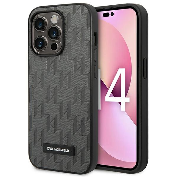 Karl Lagerfeld Saffiano Mono Metal Logo iPhone 14 Pro Max 6.7" Ümbris - hall