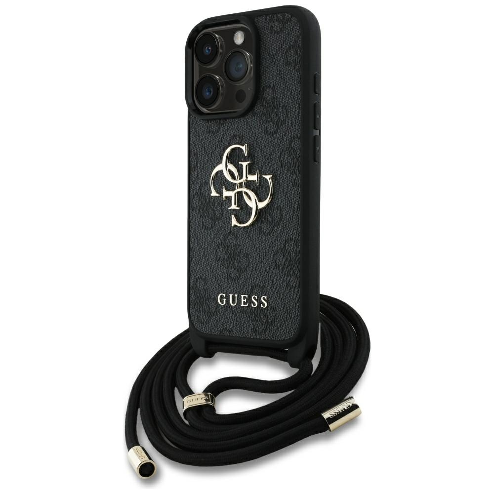 Чехол Guess для iPhone 16 Pro Max GUHCP16XP4GMGCRK (CBDY PU 4G Big Logo W/Cord Strap) чёрный