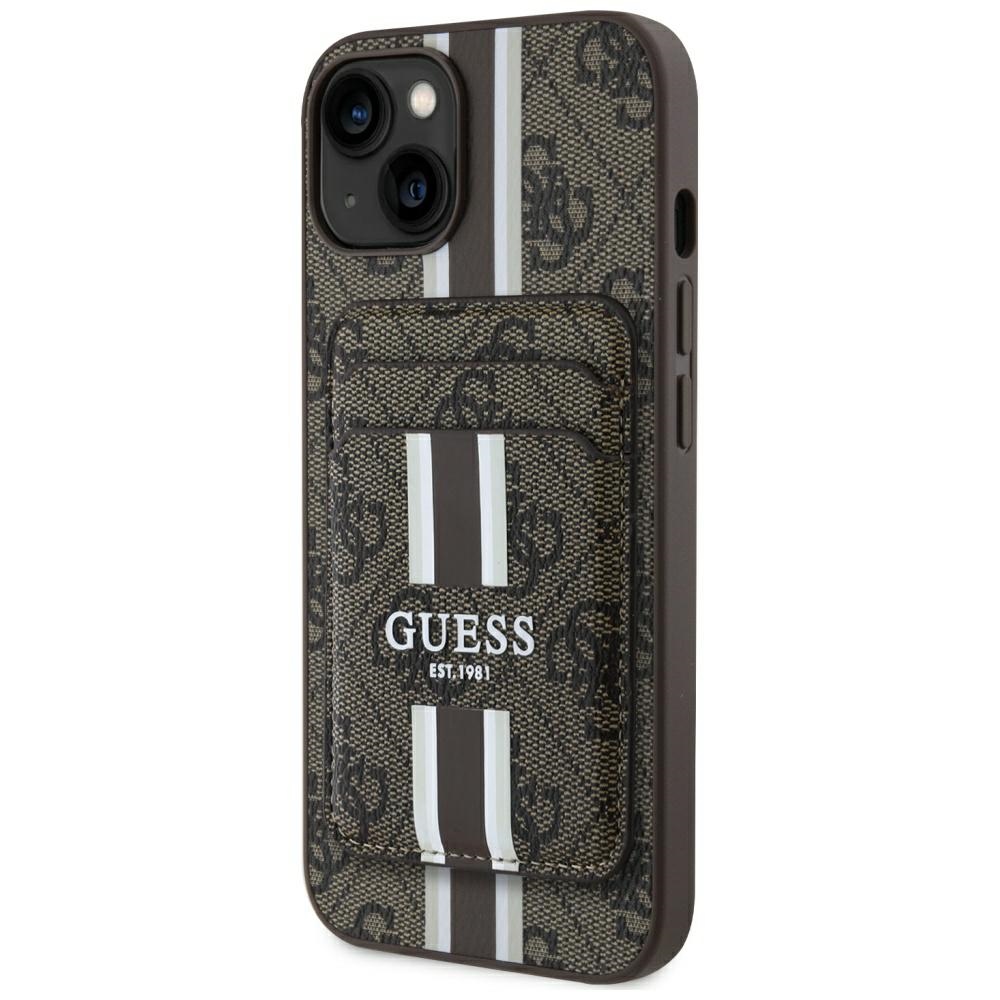 Guess 4G Stripes ümbris with Magsafe wallet jaoks iPhone 15 brown