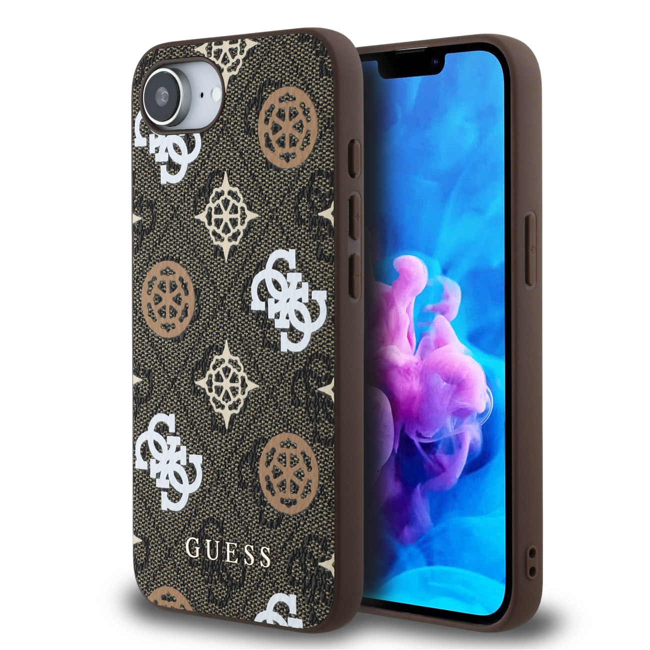 Guess PU 4G Peony ümbris with MagSafe jaoks iPhone 16e - brown
