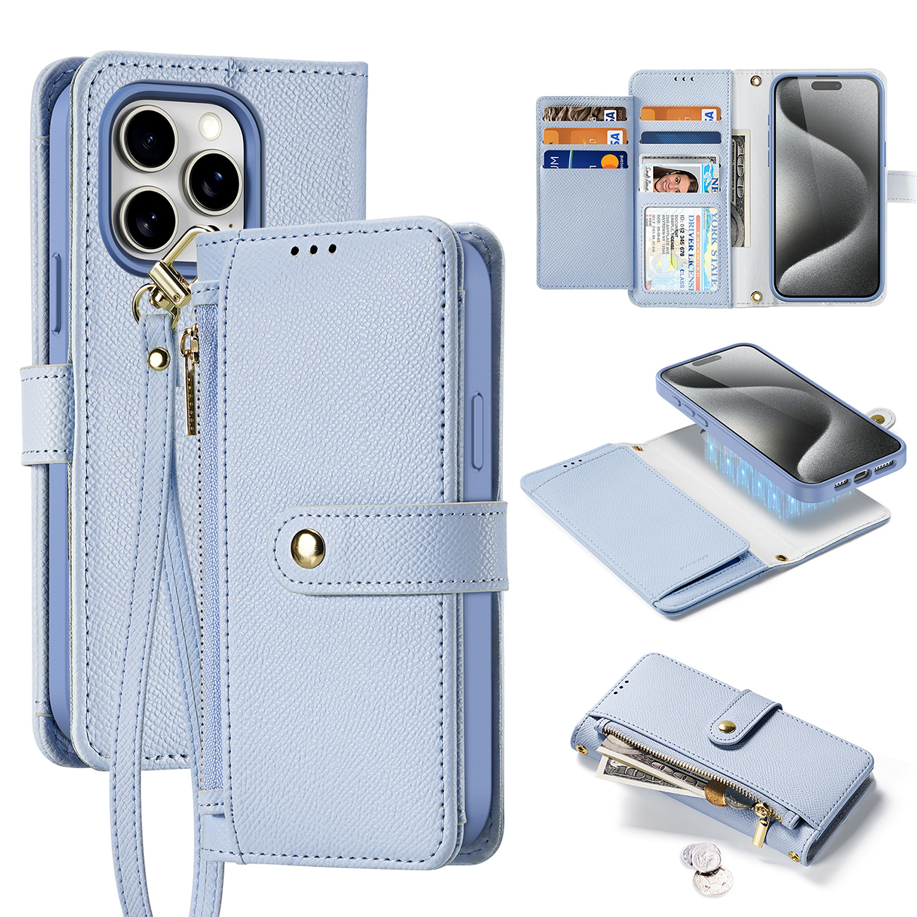Dux Ducis Lawa Leather Ümbris jaoks iPhone 15 Pro - Sinine