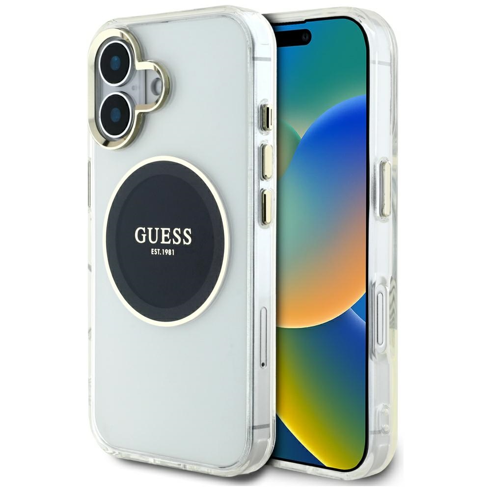 Guess IML Metal Colored Circle Classic Logo MagSafe ümbris jaoks iPhone 16 - must