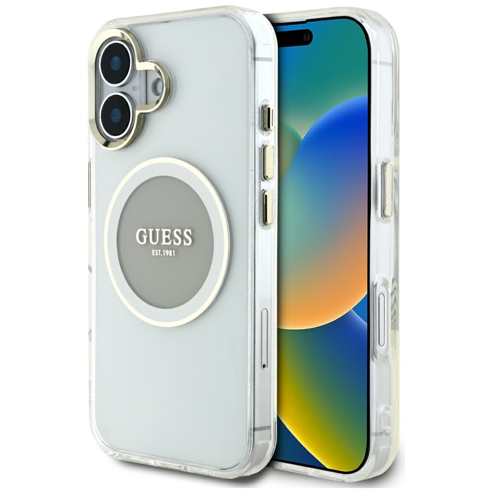 Guess IML Metal Colored Circle Classic Logo MagSafe ümbris jaoks iPhone 16 - hall