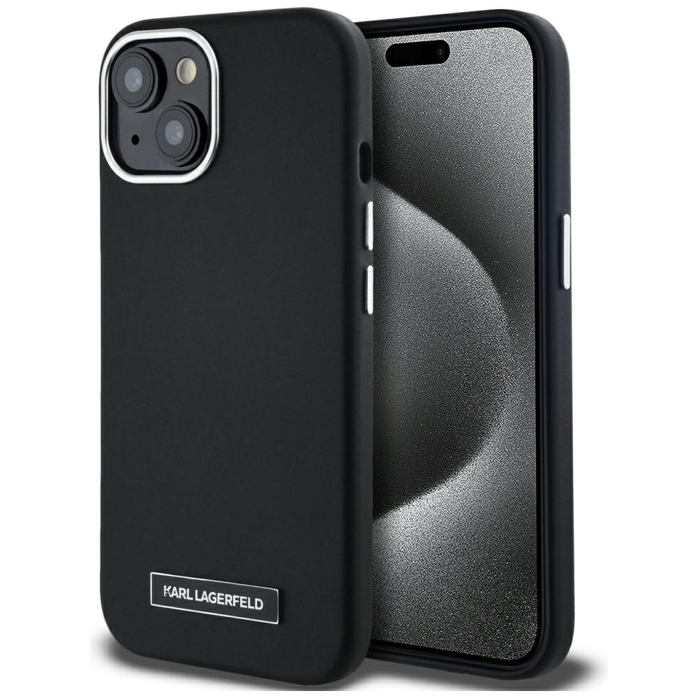 Karl Lagerfeld FW Metal Plate MagSafe iPhone 15 Ümbris - Must