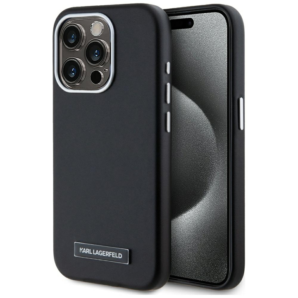 Karl Lagerfeld FW Metal Plate MagSafe iPhone 15 Pro Ümbris - Must