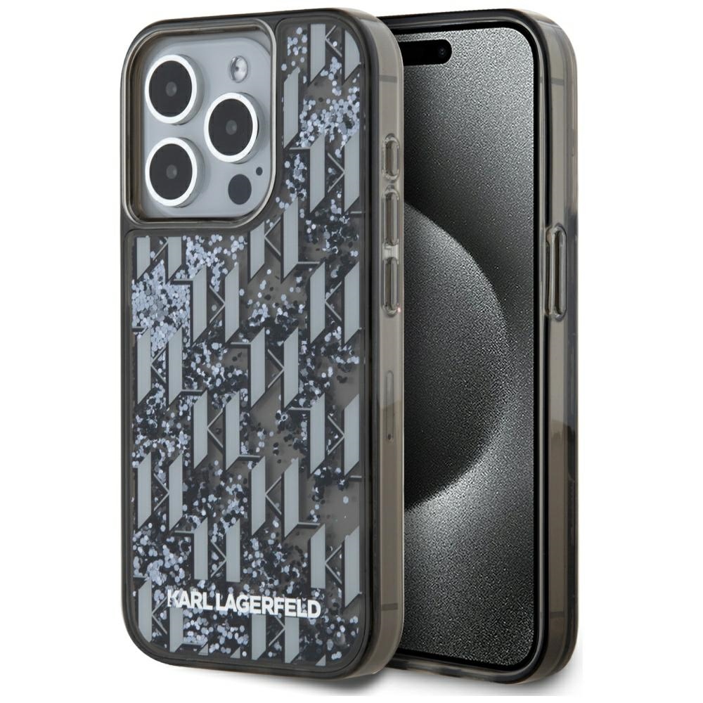Karl Lagerfeld Liquide Glitter Monogram Gradient iPhone 15 Pro Ümbris - Must