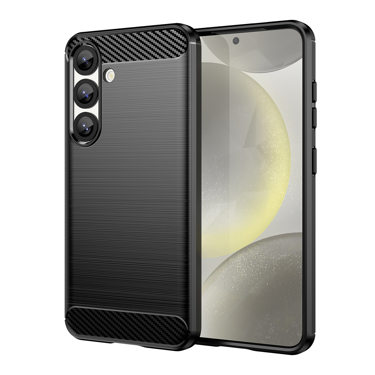 Carbon Ümbris Flexible Silicone jaoks Samsung Galaxy M06 5G - Must