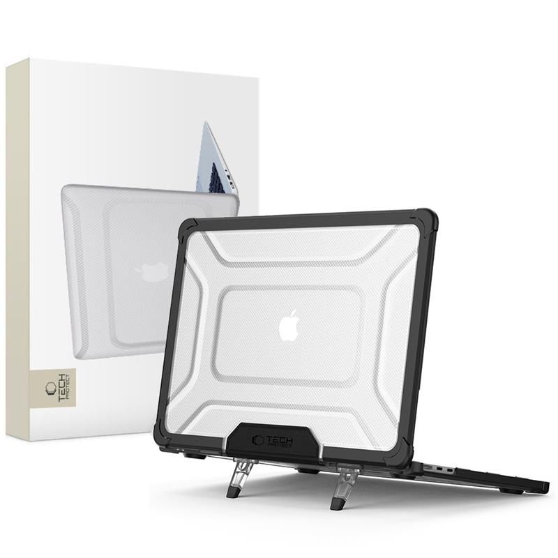 Tech-Protect SmartShell Pro ümbris jaoks MacBook Air 13" 2023-2025 M2 / M3 / M4 - läbipaistev and must