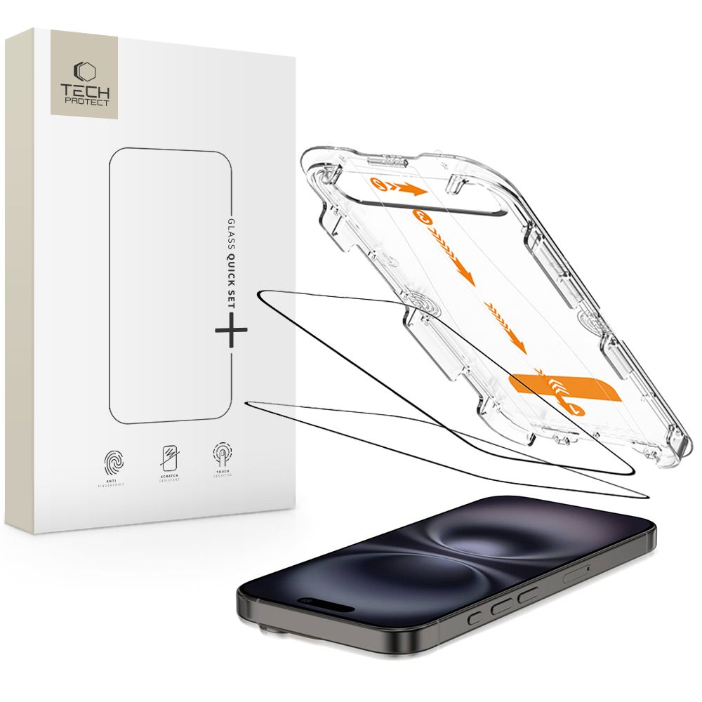 Tech-Protect Quick Set+ Karastatud klaas 2-pack jaoks iPhone 15 / 16