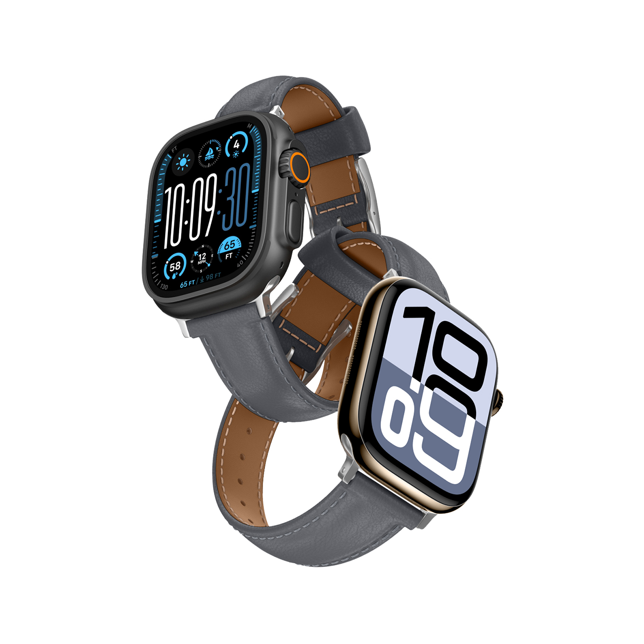 AmazingThing Class Band Leather Strap jaoks Apple Watch 45 / 46 / 49 mm - Hall