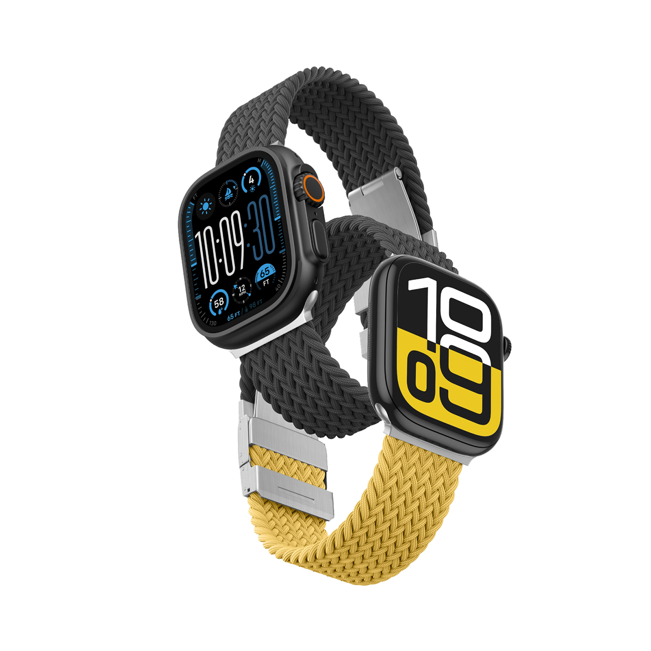 Комплект из 2 ремешков AmazingThing Blend для Apple Watch 45/46/49 мм - жёлто-чёрный/чёрный