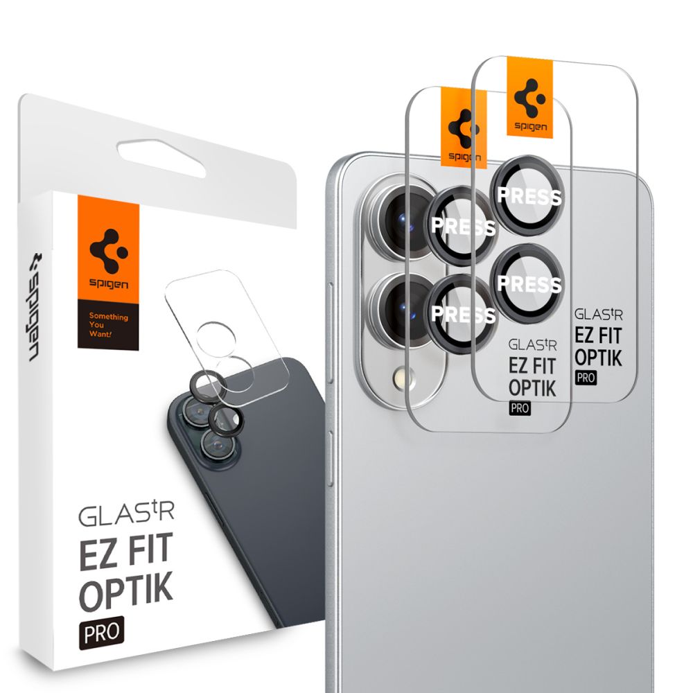 Spigen Optik Pro GLAS.TR "Ez Fit" 2-pack Camera Cover jaoks Samsung Galaxy S25 Edge - Must