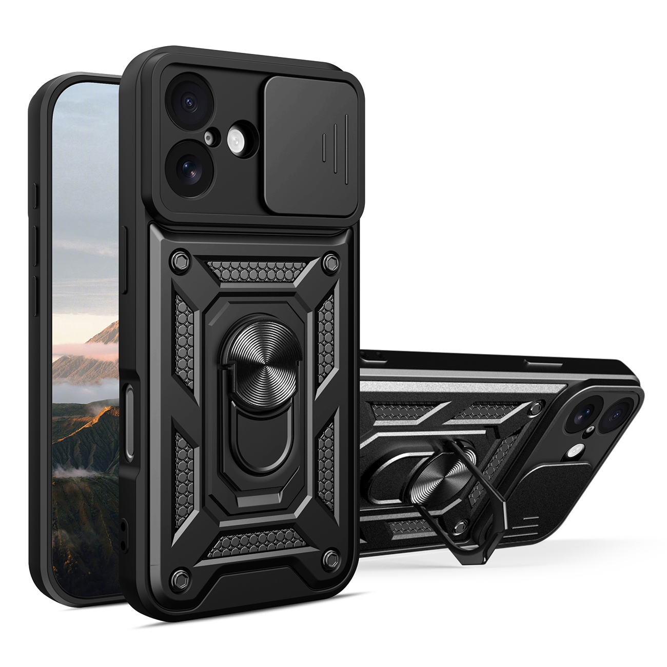 Hybrid Armor Camshield iPhone 17 Ümbris with Stand and Camera Cover - Must