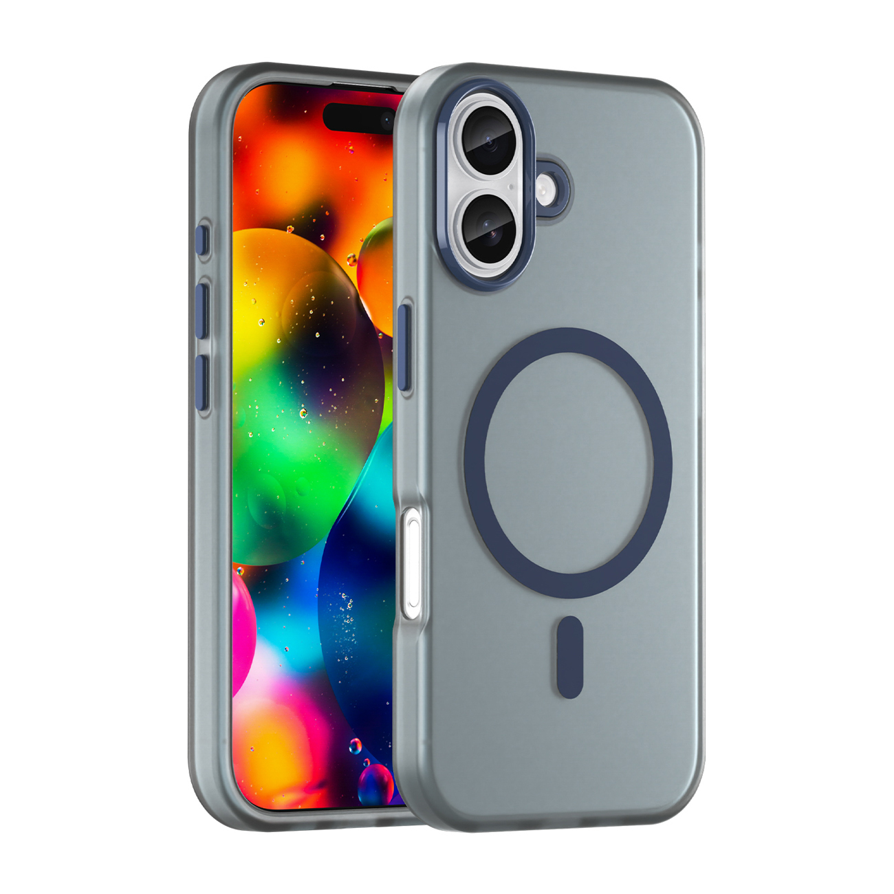 Magnetic Abrasive iPhone 17 Ümbris Compatible with MagSafe - Matt Sinine