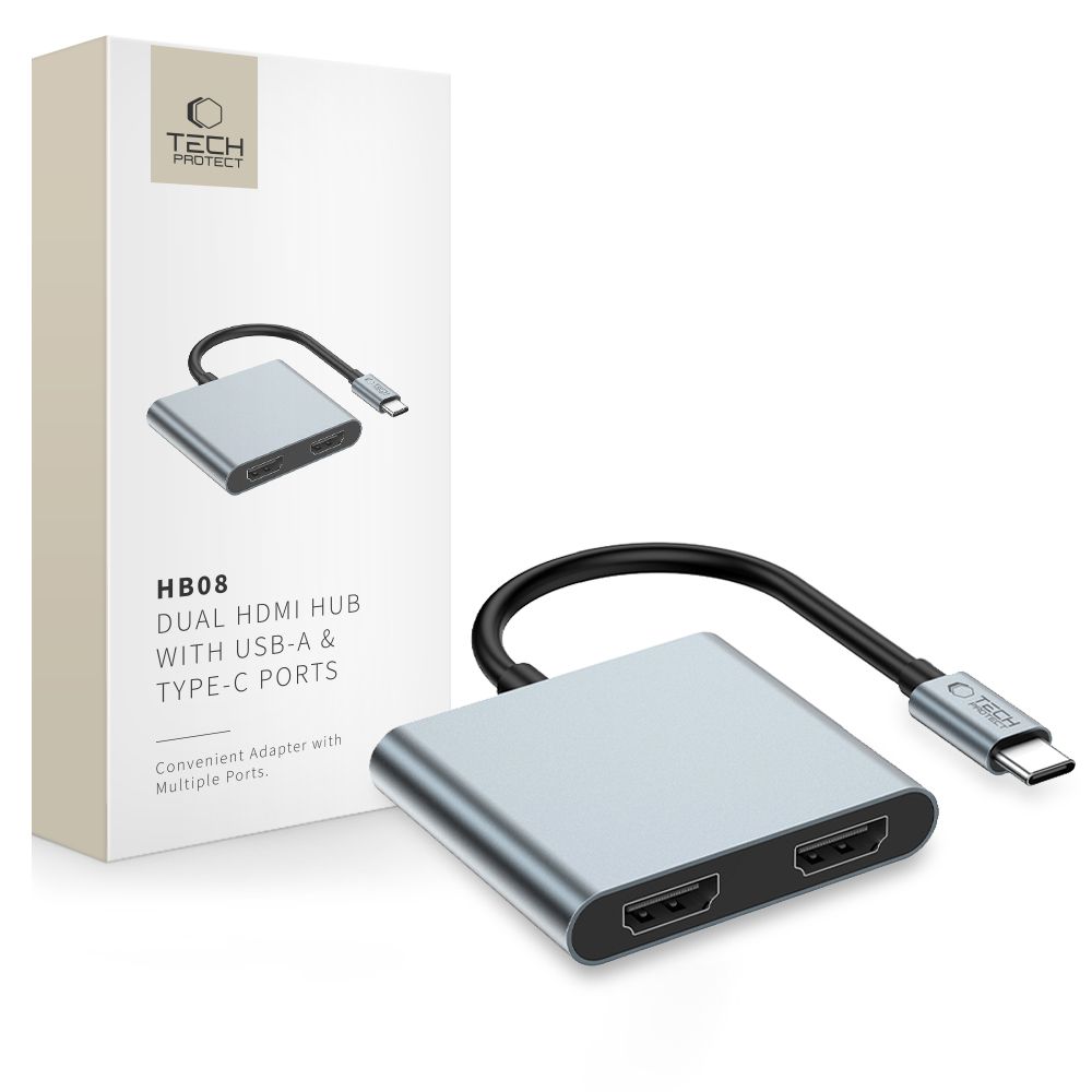Tech-Protect HB08 4in1 USB-C + USB2.0 + 2 x HDMI 4K 60HZ adapter - hall