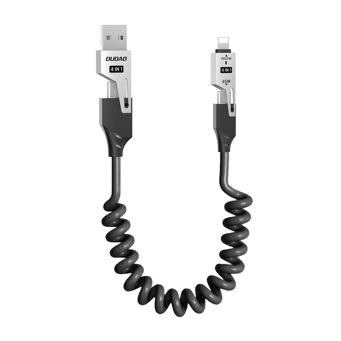 Dudao L20 Pro Кабель 4в1 USB-A / USB-C - Lightning / USB-C - чёрный