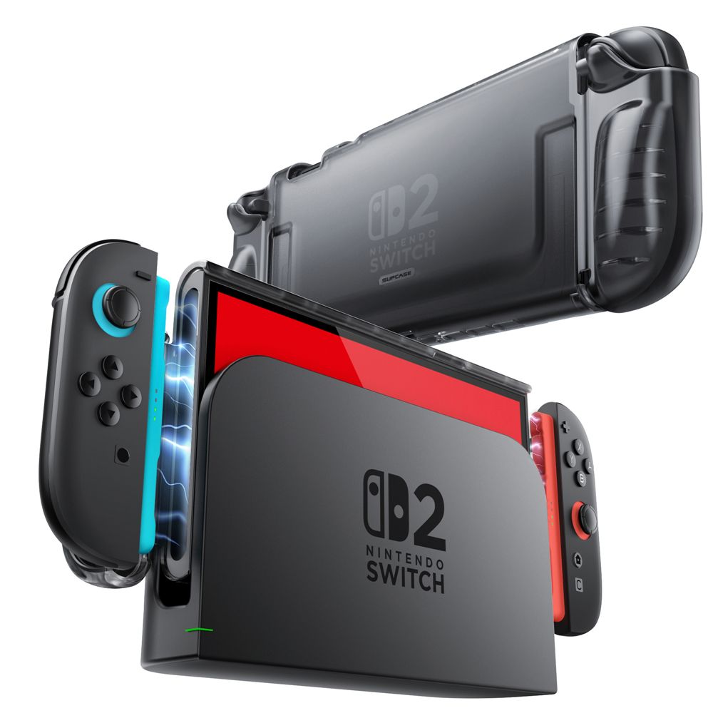 Supcase Crystal Ümbris jaoks Nintendo Switch 2 - Läbipaistev Must