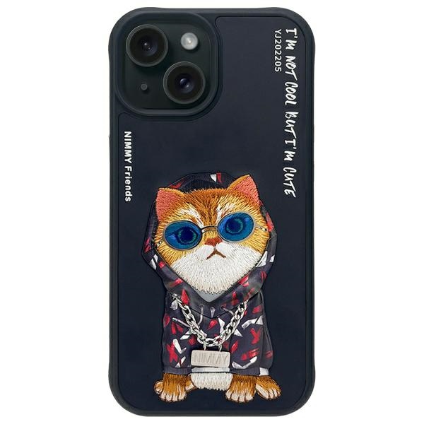Nimmy Glasses Cool Cat ümbris jaoks iPhone 15 - must
