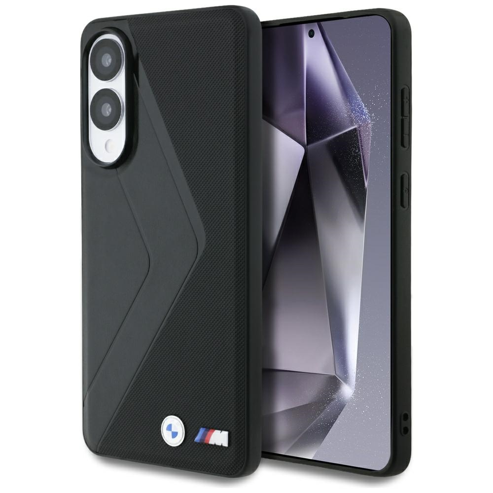 BMW Leather Oversized Stripes MagSafe ümbris jaoks Samsung Galaxy S25 Edge - must