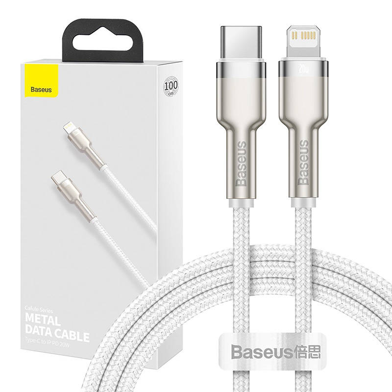 USB-C kaabel jaoks Lightning Baseus Cafule, PD, 20W, 1m (valge)