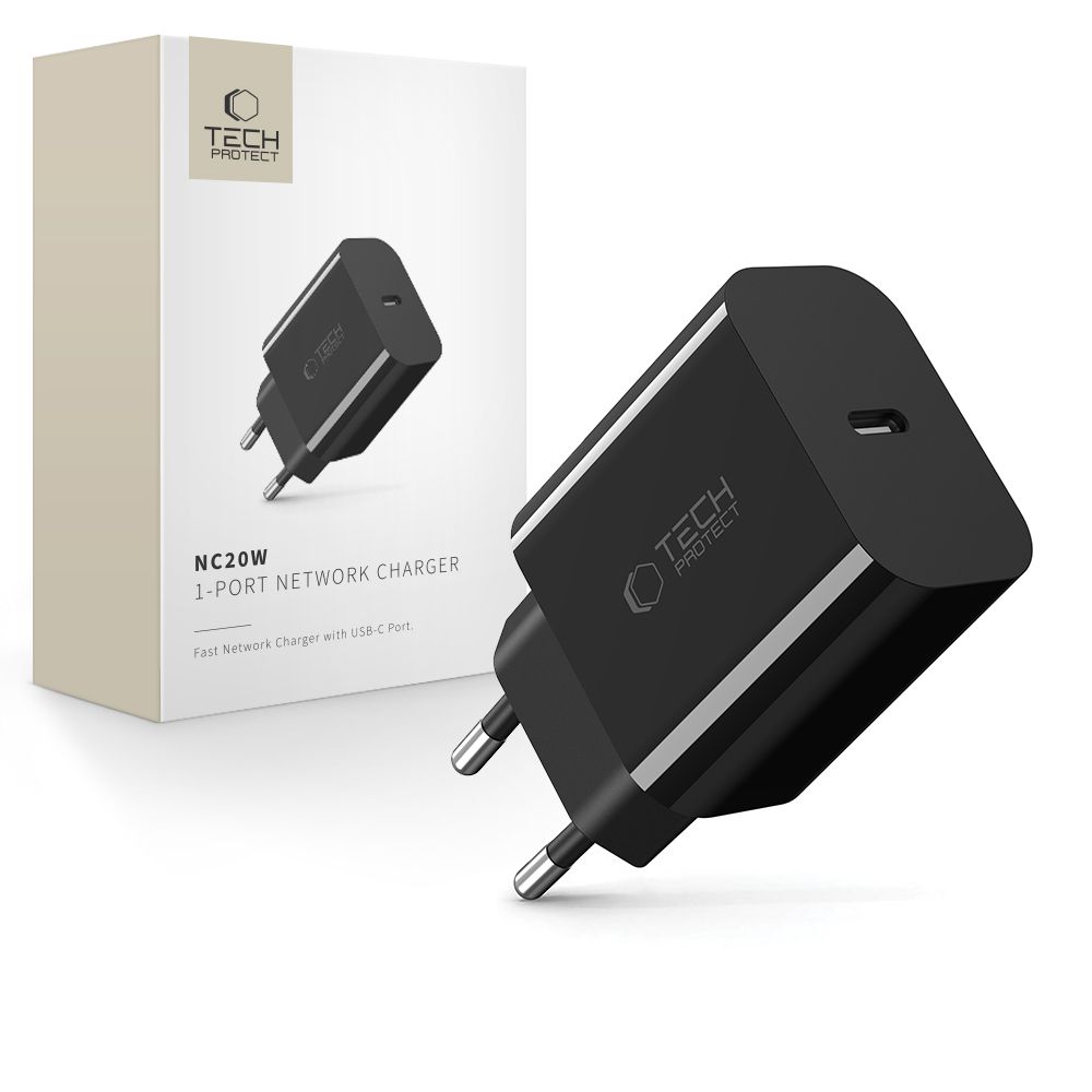 Tech-Protect NC20W USB-C 1-Port PD20W Wall Laadija - must