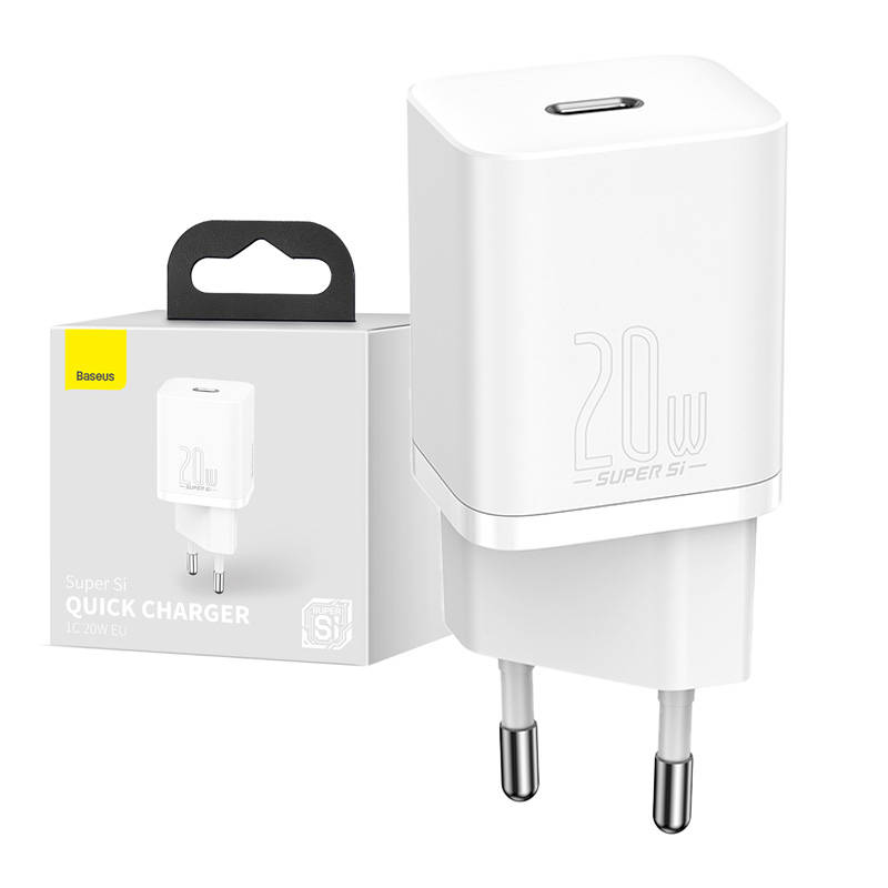 Baseus Super Si 20W USB-C laadija, valge (CCSUP-B02)