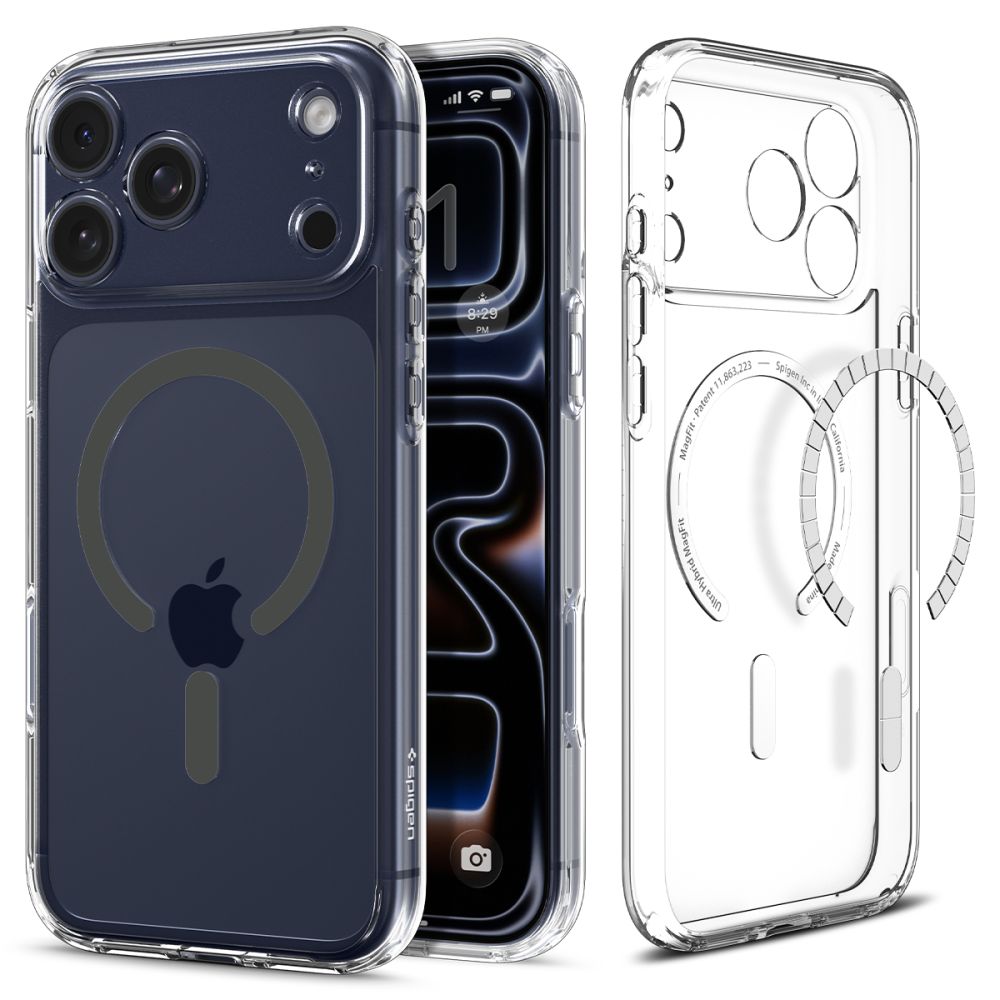 Spigen Ultra Hybrid Mag Чехол совместимый с MagSafe для iPhone 17 Pro прозрачный графит