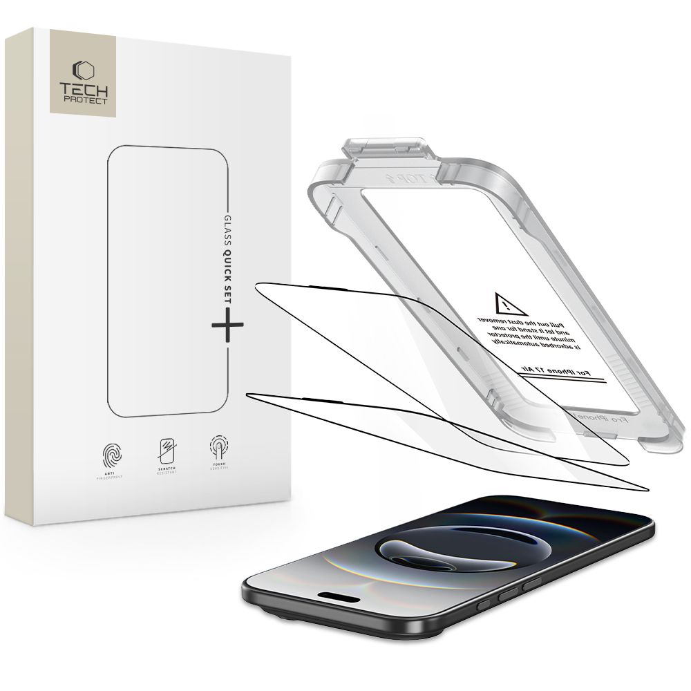 Tech-Protect Quick Set+ 2-pack karastatud klaas jaoks iPhone 17 Air - must